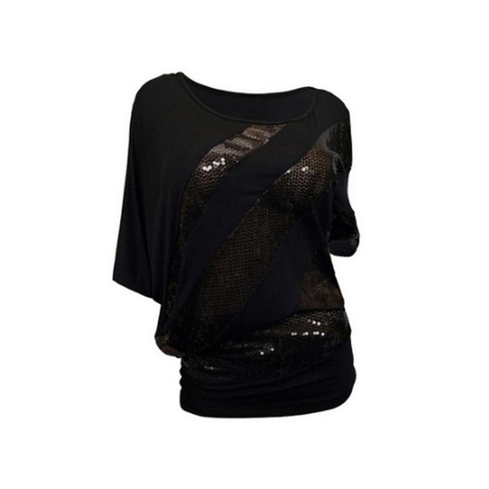 Top sul maglione laterale a strisce di paillettes