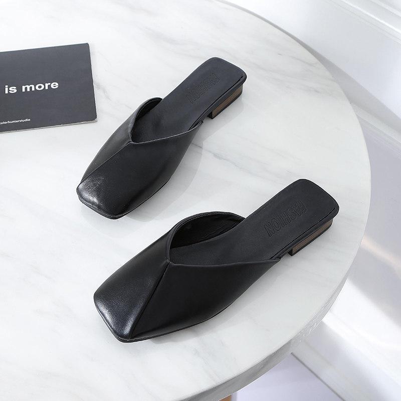 Square Toe Leatherette Slipper Shoes