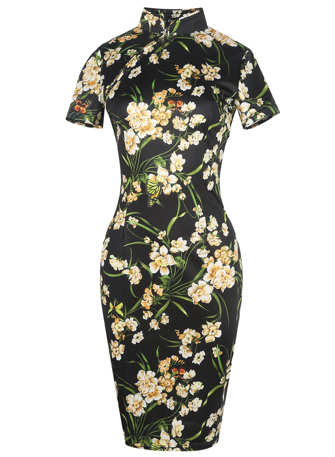 Cheongsam-Kleid mit Stehkragen und Blumenmuster