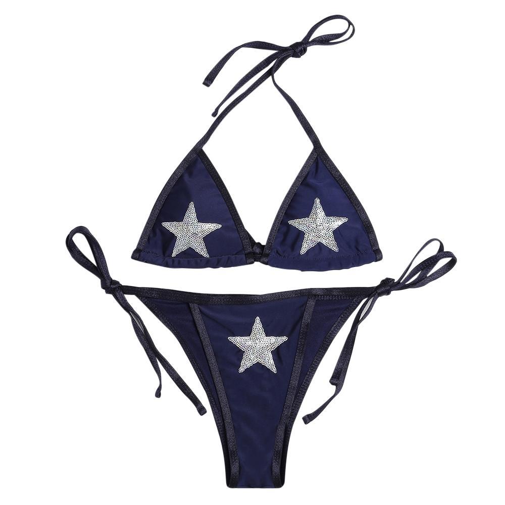 Bikini Halter Estrellas Plata