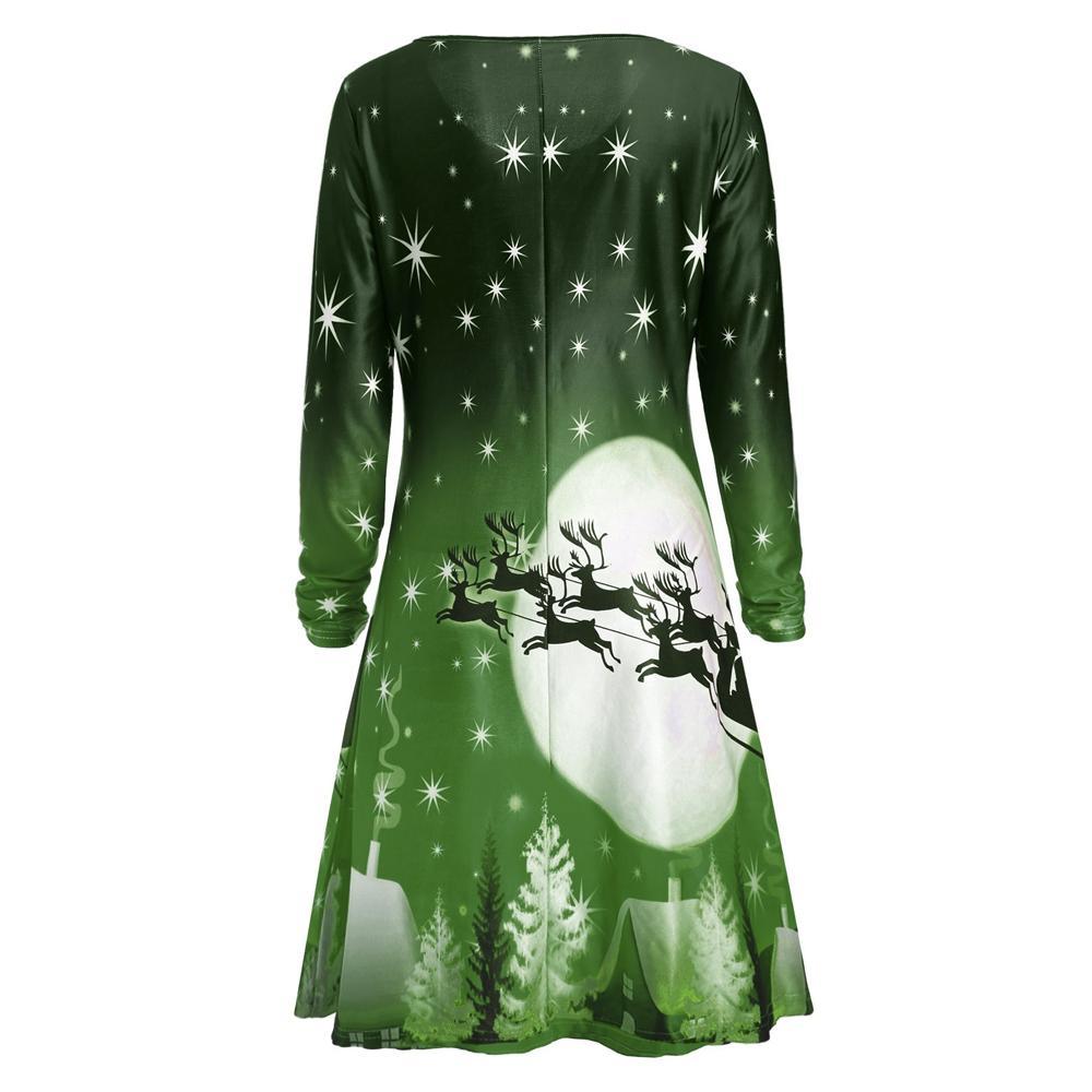 Christmas Night Long Sleeve Dress - Theone Apparel