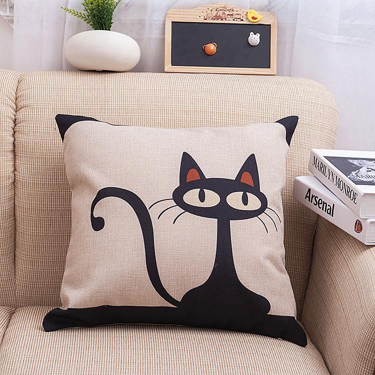 Curious Black Cat Pillow Covers - Theone Apparel