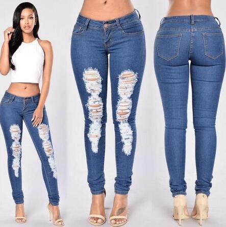 Jeans skinny de lavagem leve rasgada