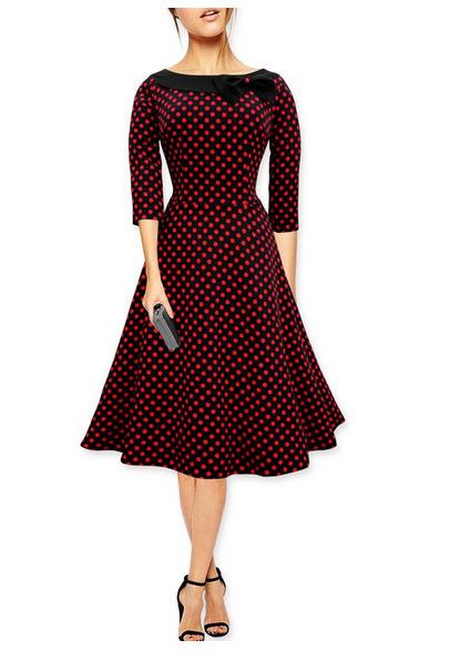 Polka-Dot Bow Fit & Flare Dress