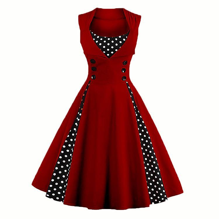 Polka dot lipatan gaun bakat retro