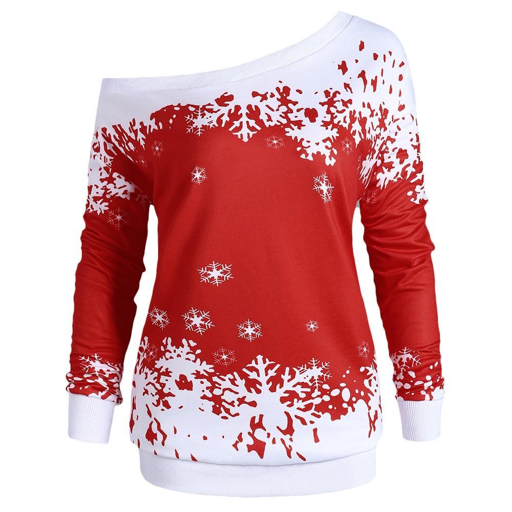 Snowflake Um ombro plus size moletom