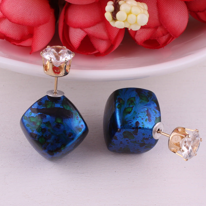 Dusty Rose Silver Feather Earrings-Blue-Theone Apparel