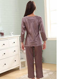 Embroidered Sleep Shirt & Pants Set - Theone Apparel