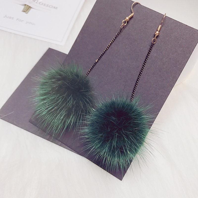 Fancy Fuzz Ball Drop Earrings - Theone Apparel