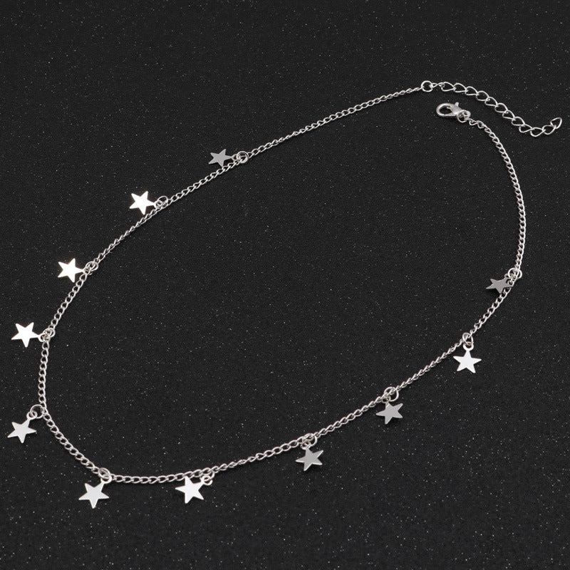 Five Star Minimalistic Choker-Silver-Theone Apparel