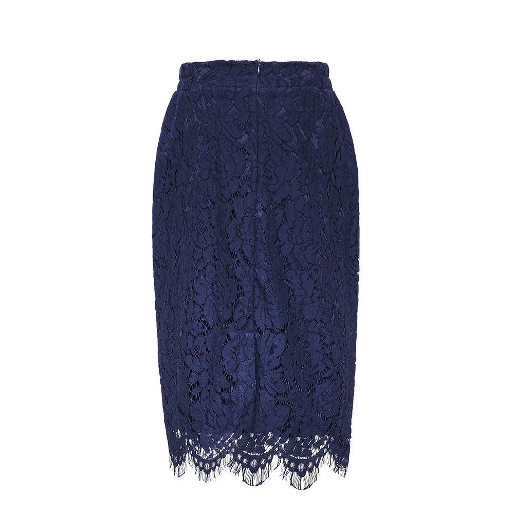 Floral Lace Fancy Hem Pencil Skirt - Theone Apparel