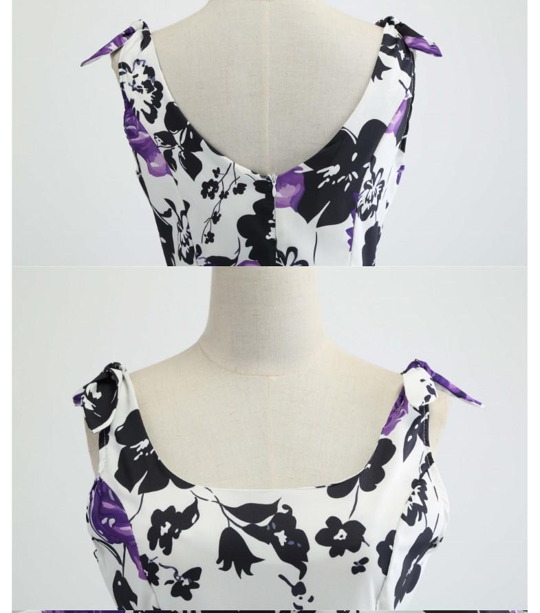 Flower Print Waist Tie Dress - Theone Apparel