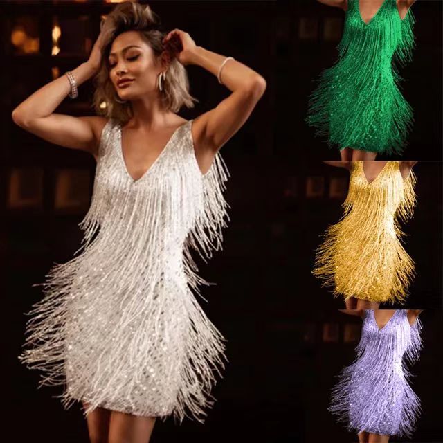 Minidress con maniche da scollo a V frilly