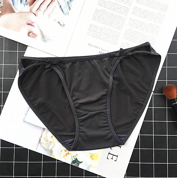 Full Coverage Low Waist Opaque Panties with Bows-Dark Gray-Theone Apparel