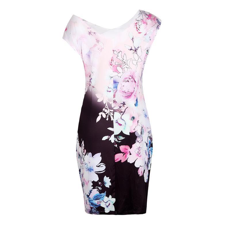 Geisha Floral Print Ombre Fade Dress - Theone Apparel