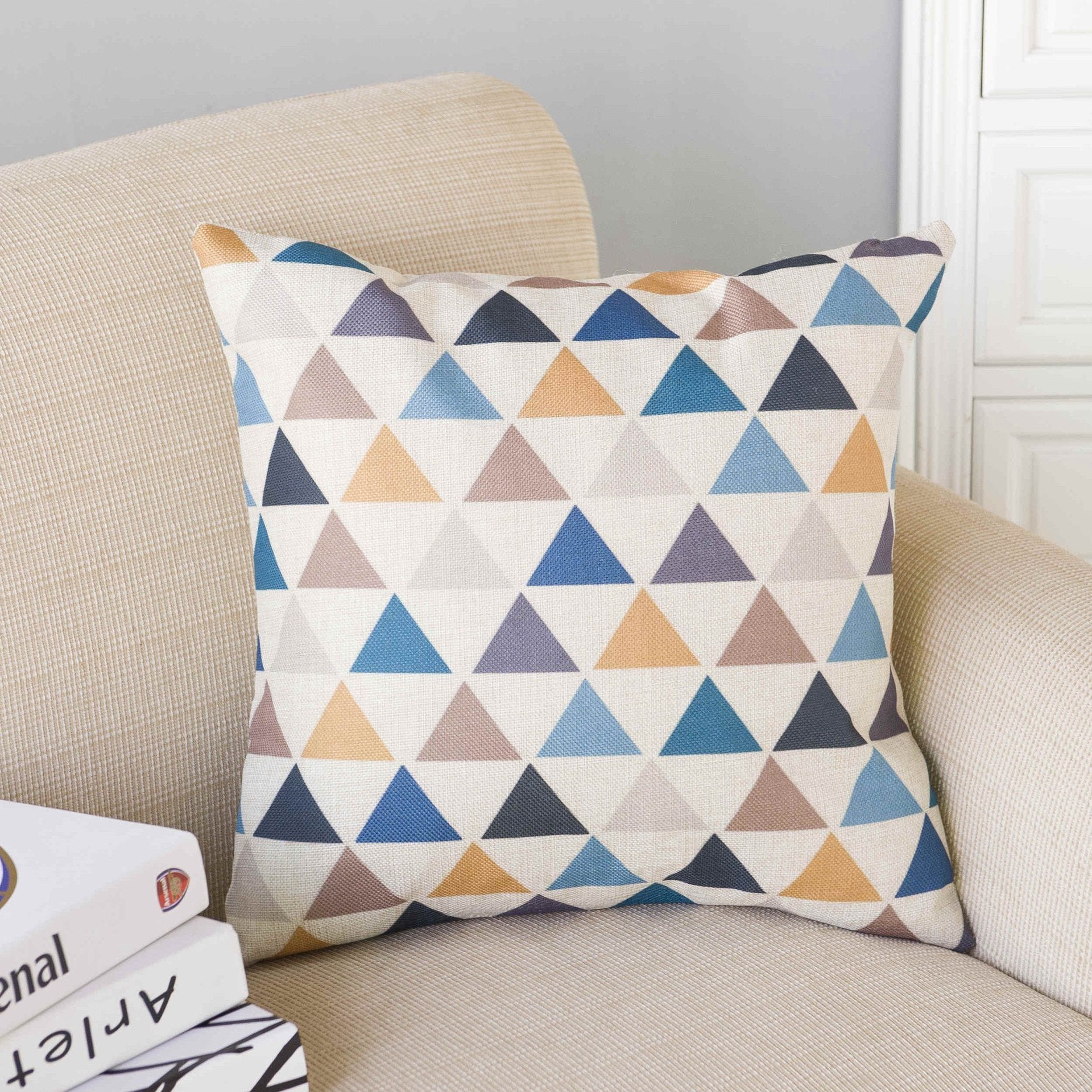 Geo Splice Triangle Print Pillow Covers-601-0004-S3-Theone Apparel