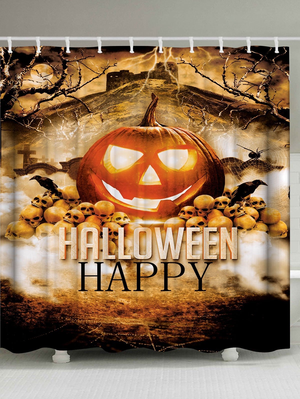 Happy Halloween Pumpkin Skull Chuser Curtain