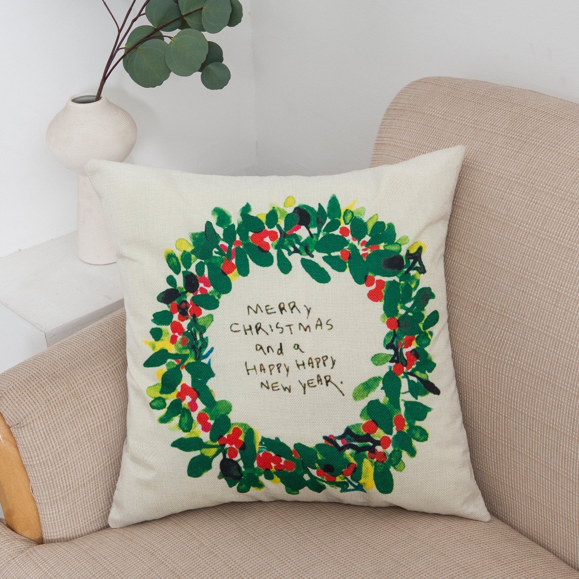 Happy Holiday Christmas Pillow Covers-601-0015-S20-Theone Apparel