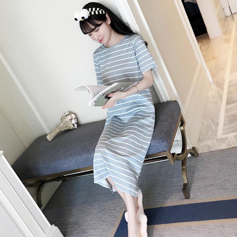Horizontal Striped Sleeveless Casual Dress-Gray 2-Theone Apparel