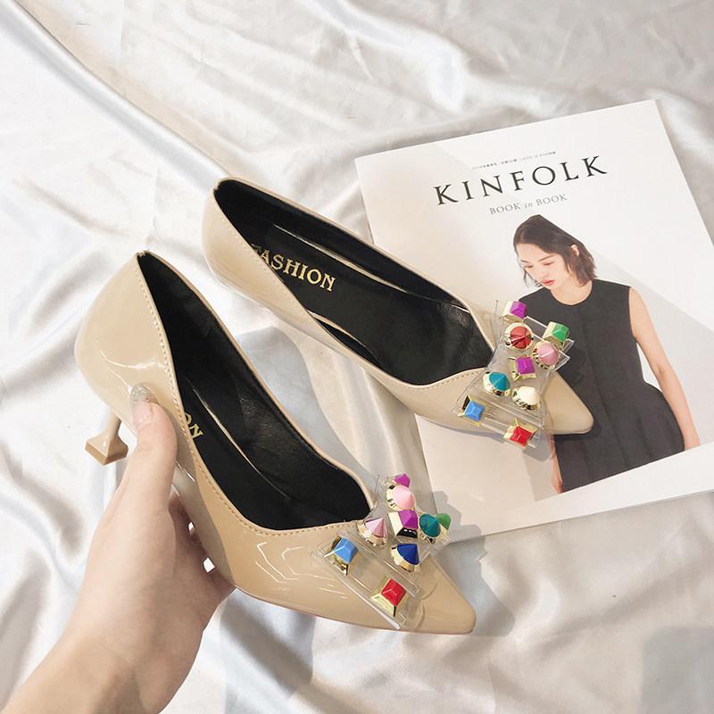 Studded Clear Bow Kitten Heels