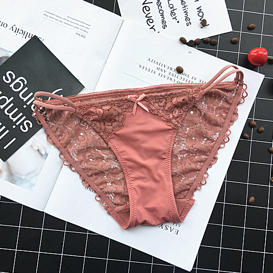 Lace Back Mesh Front String Waistband-Rose Red-Theone Apparel