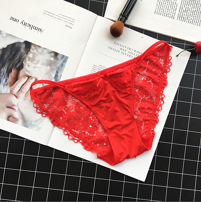 Lace Back Mesh Front String Waistband-Red-Theone Apparel