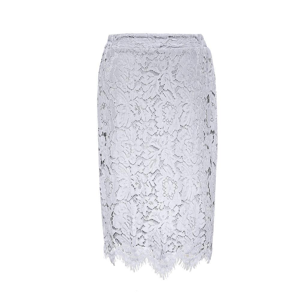 Floral Lace Fancy Hem Pencil Skirt