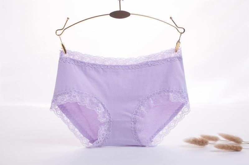 Panty hipster de talle alto con ribete de encaje