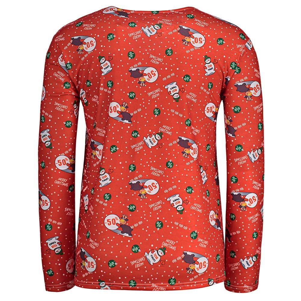 Long Sleeve Crew Neck Snowman Shirt