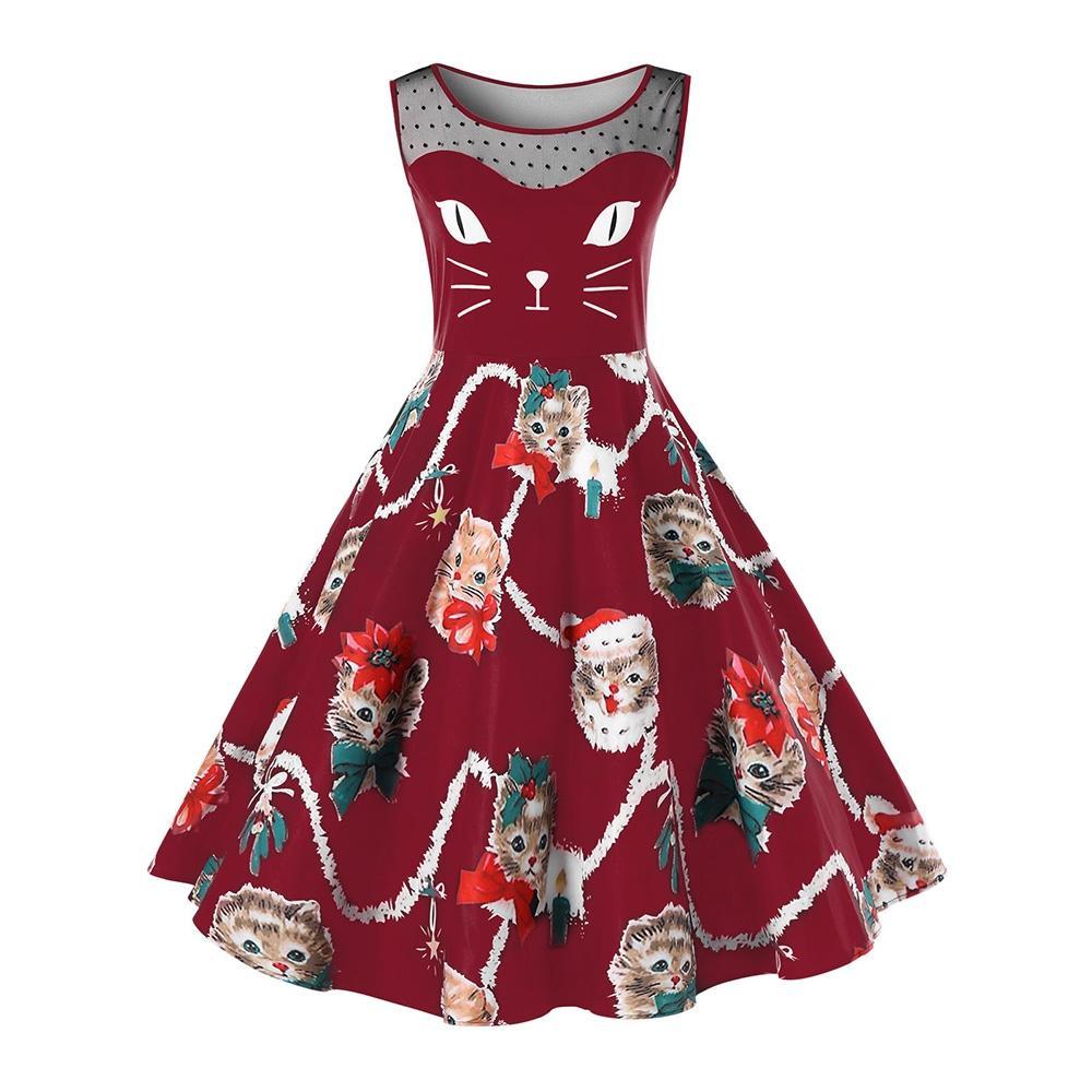 Vestido de gatito navideño de talla grande