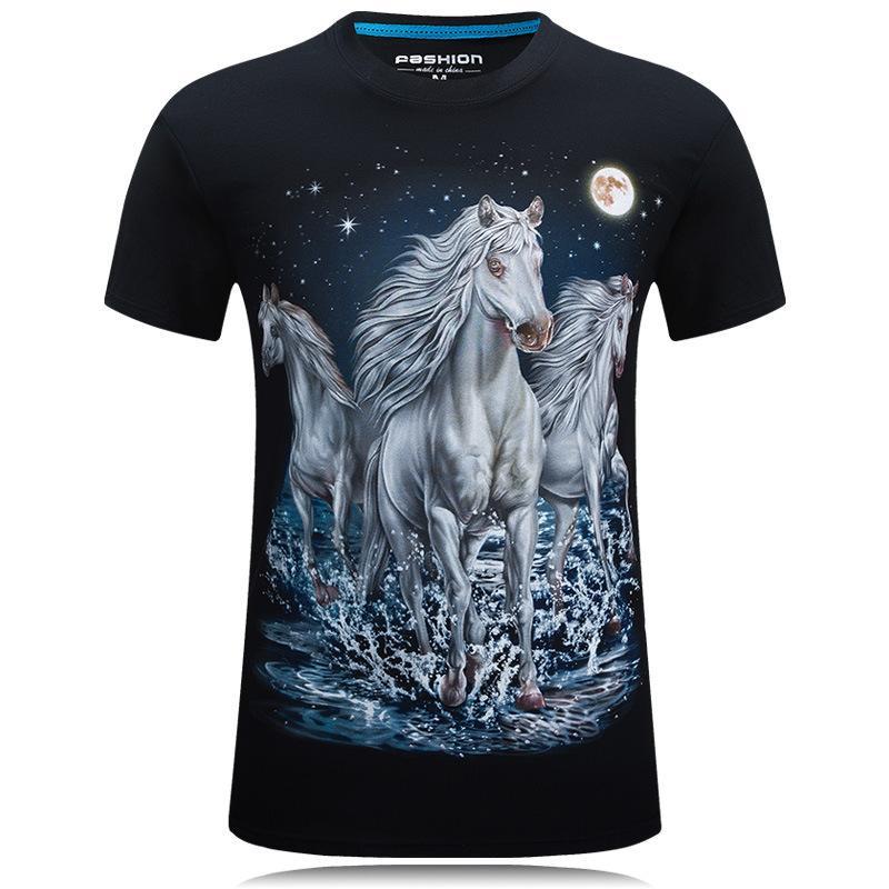 Moonlight Magic White Horse Shirt-Black-Theone Apparel