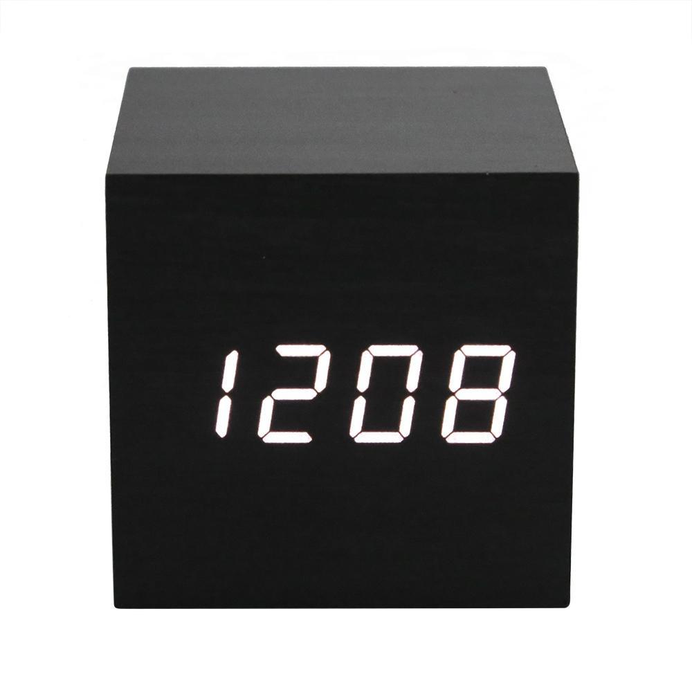Multifunctional Display Wooden Alarm Clock-Black-Theone Apparel