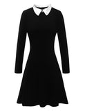 修女項圈黑色毛衣連衣裙