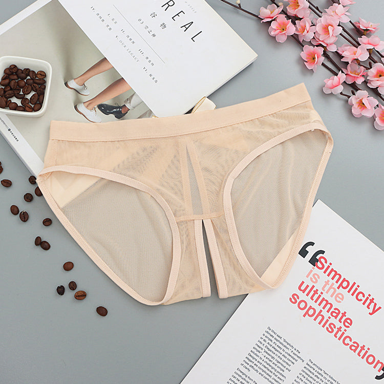 Kijk door mesh -slips met uitsnijdingen in vlinderstijl