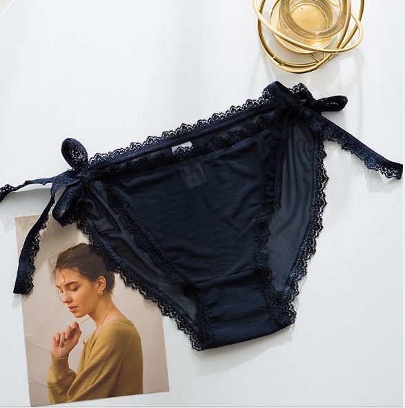 Calzoncillos de encaje elegante Ropa interior con pajarita en las caderas