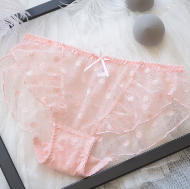 Mesh Polka Dot Patterned High Waist Panties