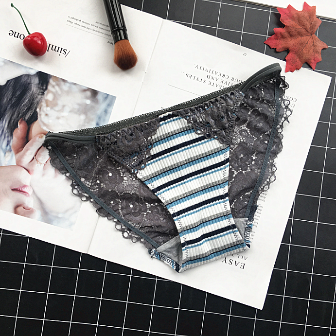 Horizontal Striped Colorful Lace Panties