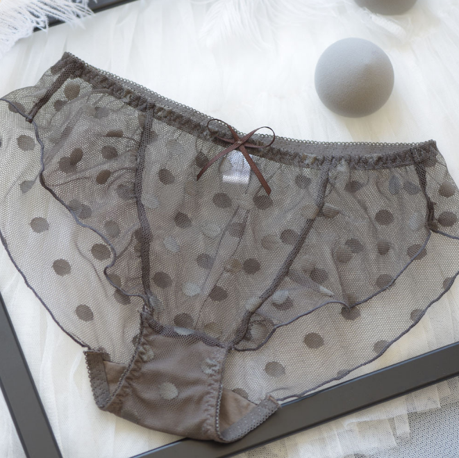 Mesh Polka Dot Patterned High Waist Panties