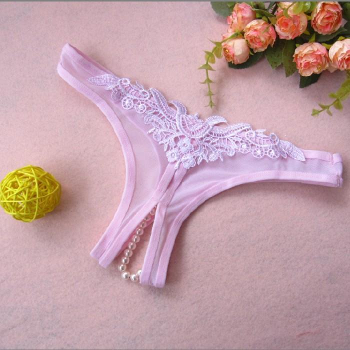 Pearly Secret Cheeky Crotchless Panties-Pink-Theone Apparel