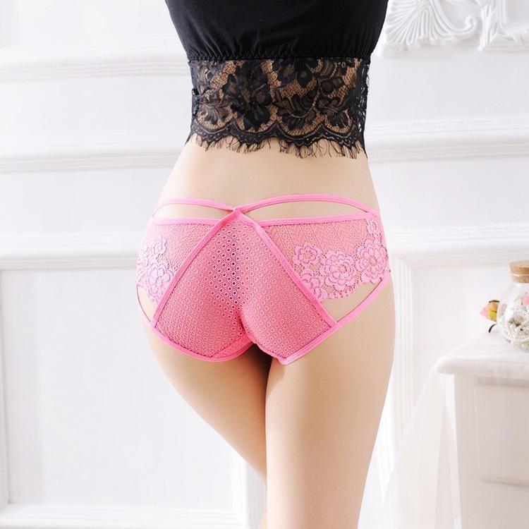 Peekaboo Eyelet Lace Strap Panty-Pink-Theone Apparel