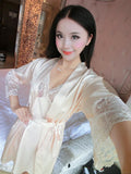Peekaboo Lace Nightie Dress with Robe - Theone Apparel