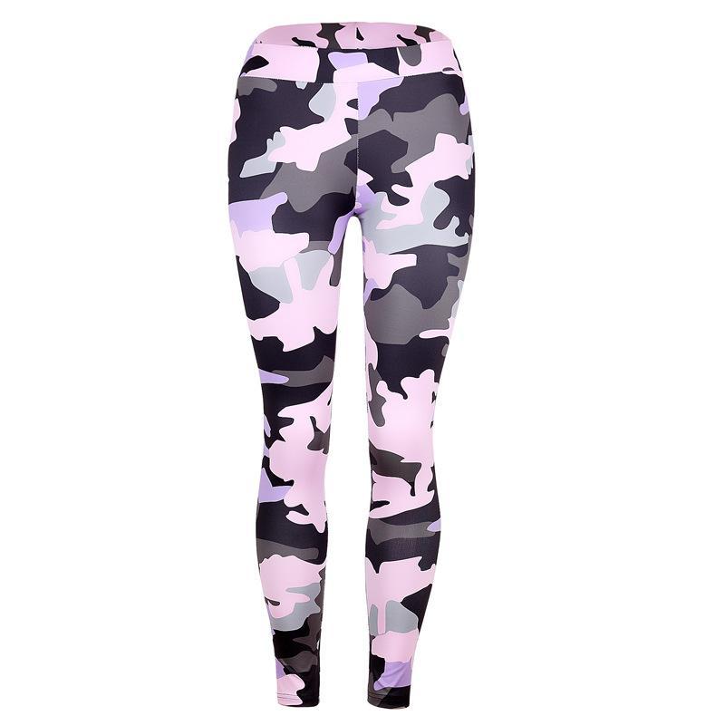 Grayscale Camo Print Gym Leggings