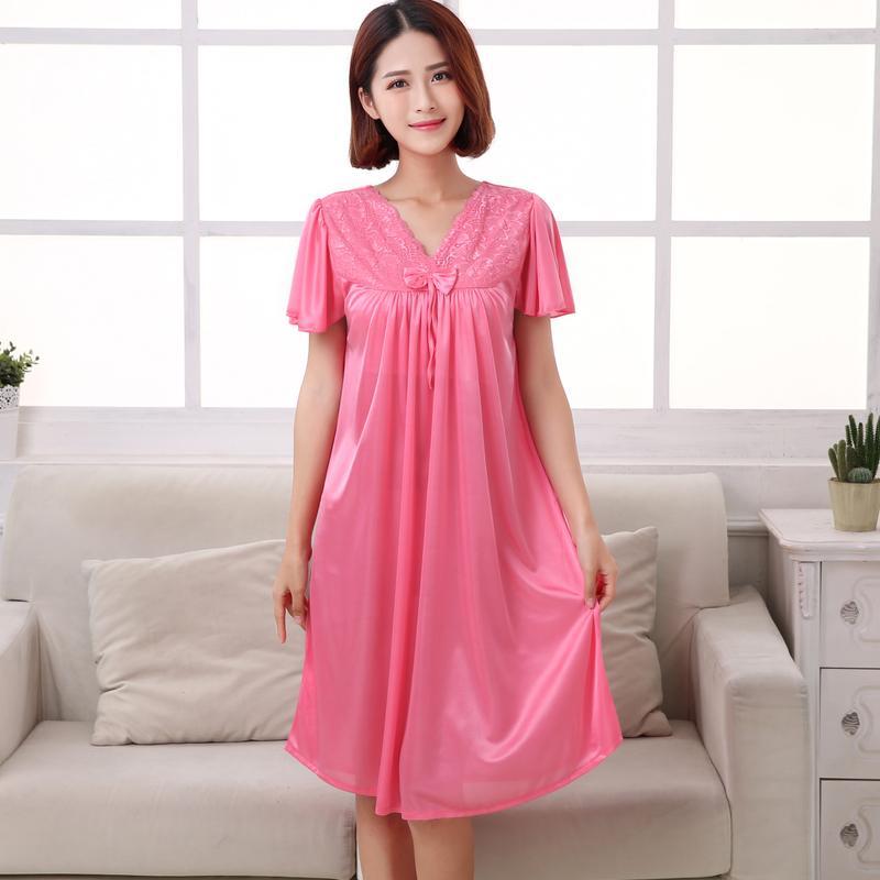 Short Sleeve Pleated Nightgown Dress