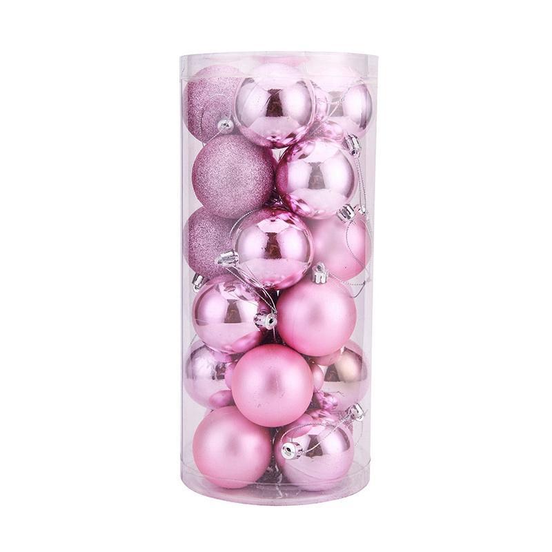 Plastic Multi-color Christmas Tree Ornaments-Pink-Theone Apparel
