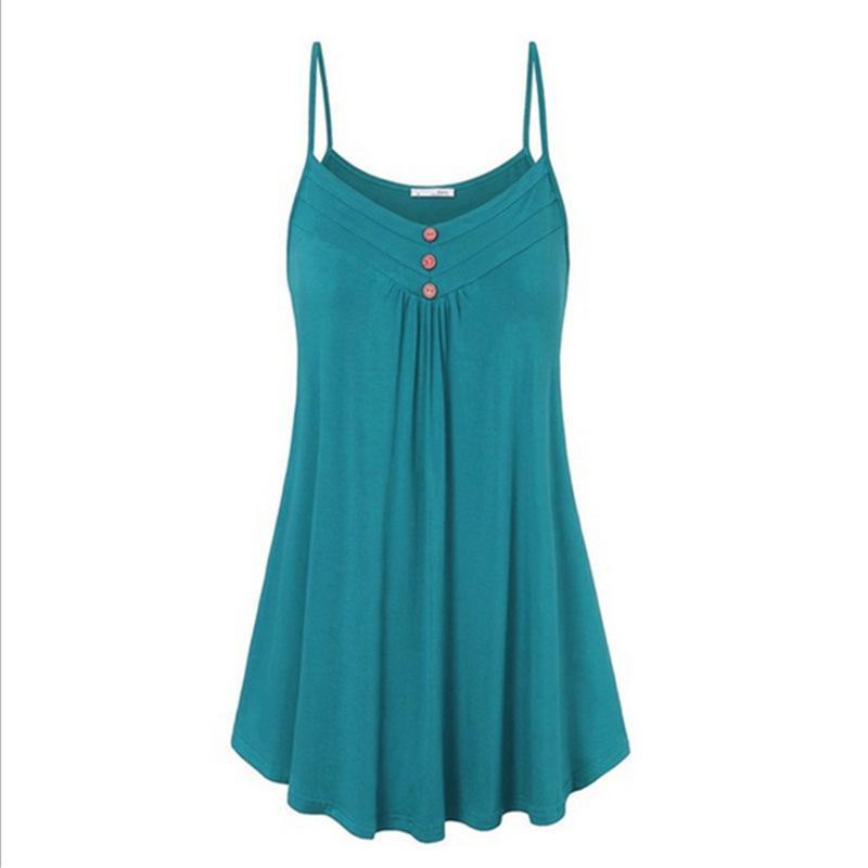 Pleated Loose Fit Camisole Tank-Light Blue-Theone Apparel