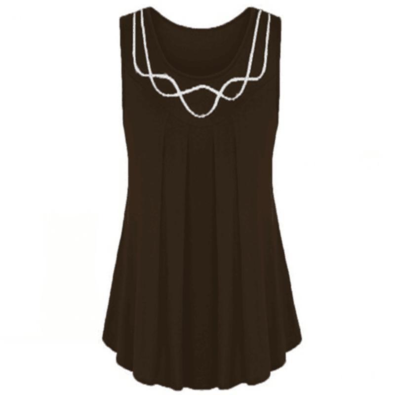 Pleated Sleeveless Shell Top-Coffee-Theone Apparel