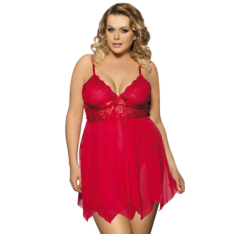 Plus Size Lacy Waist Empire Waist Dress-Theone Apparel