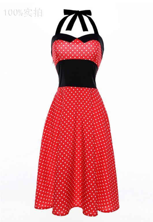 Polka Dots and Pleats Halter Dress