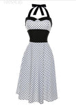 Polka Dots and Pleats Halter Dress