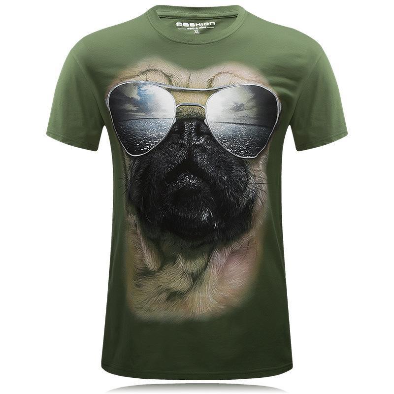 Pug With Shades Silly Face Shirt-Green-Theone Apparel